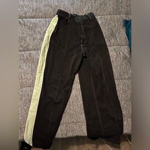 Bud Press Black Cavalry Pants Size S with Sage Green Stripe on Legs